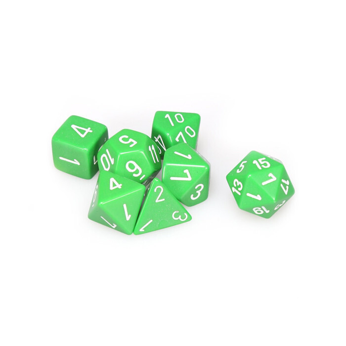 Chessex: Poly 7 Set - Opaque - Green w/ White