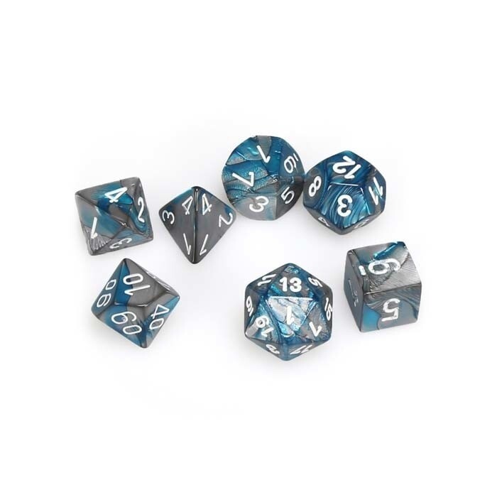 Chessex: Poly 7 Set - Gemini - Steel-Teal w/ White