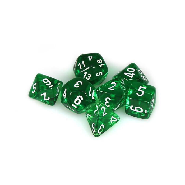 Chessex: Poly 7 Set - Translucent - Green w/ White