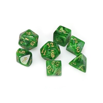 Chessex: Poly 7 Set - Vortex - Green w/ Gold