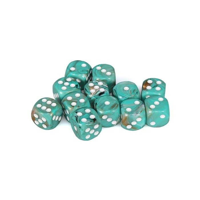 Chessex: 16mm D6 - Marble - Oxi Copper w/ White