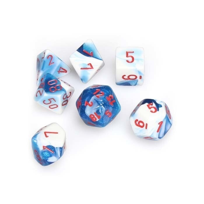 Chessex: Poly 7 Set - Gemini - Astral Blue-White w/ Red