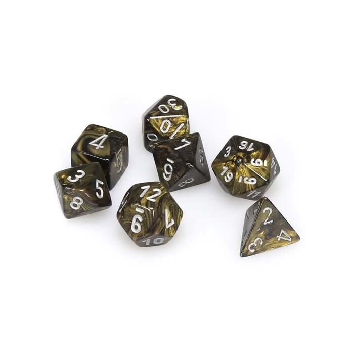 Chessex: Poly 7 Set - Leaf - Black Gold w/ Silver