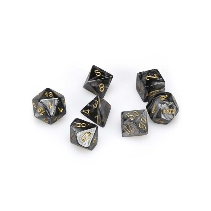 Chessex: Poly 7 Set - Lustrous - Black w/ Gold