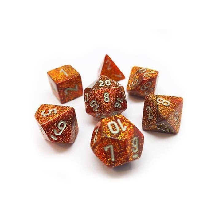 Chessex: Poly 7 Set - Glitter - Gold w/ Silver