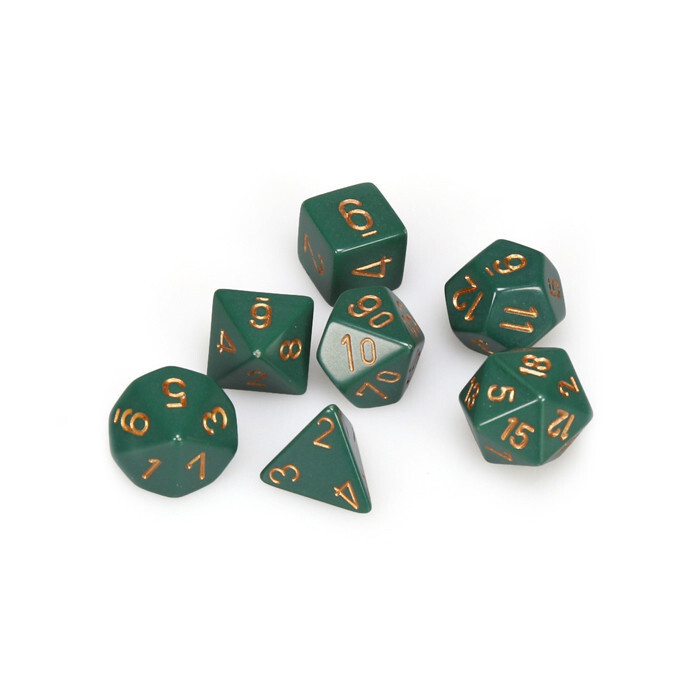 Chessex: Poly 7 Set - Opaque - Dusty Green w/ Copper