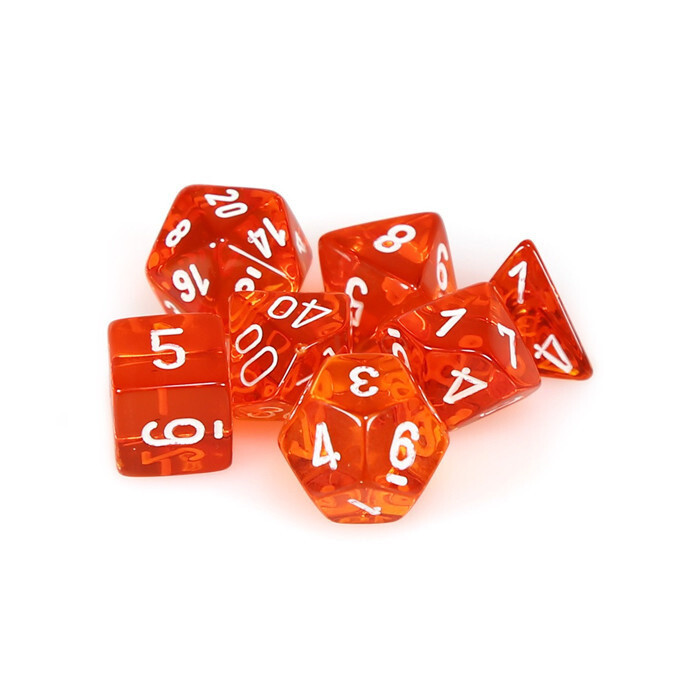 Chessex: Poly 7 Set - Translucent - Orange w/ White