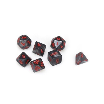 Chessex: Poly 7 Set - Velvet - Black w/ Red