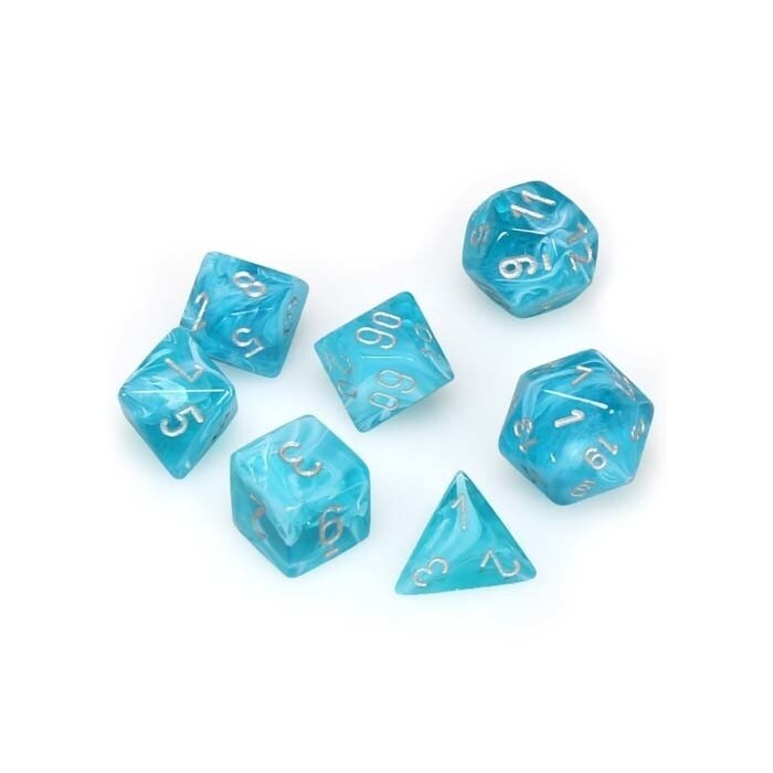 Chessex: Poly 7 Set - Cirrus - Aqua w/ Silver