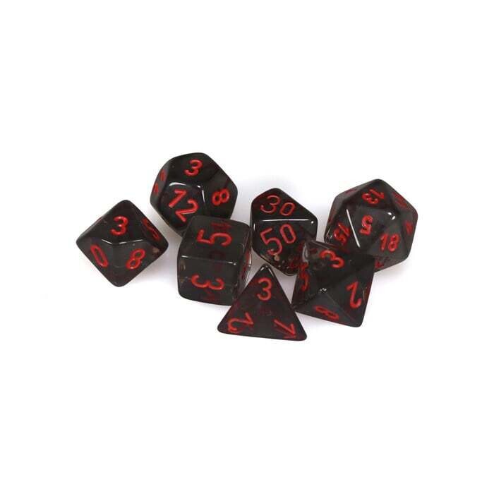 Chessex: Poly 7 Set - Translucent - Smoke w/ Red