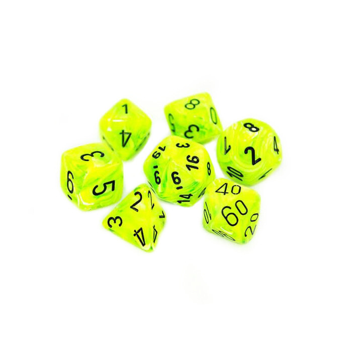 Chessex: Poly 7 Set - Vortex - Bright Green w/ Black