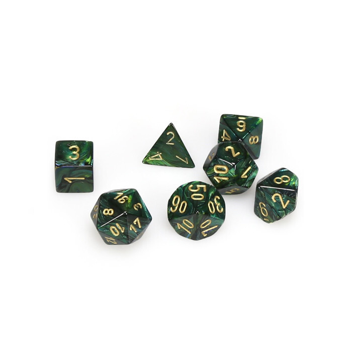 Chessex: Poly 7 Set - Scarab - Jade w/ Gold