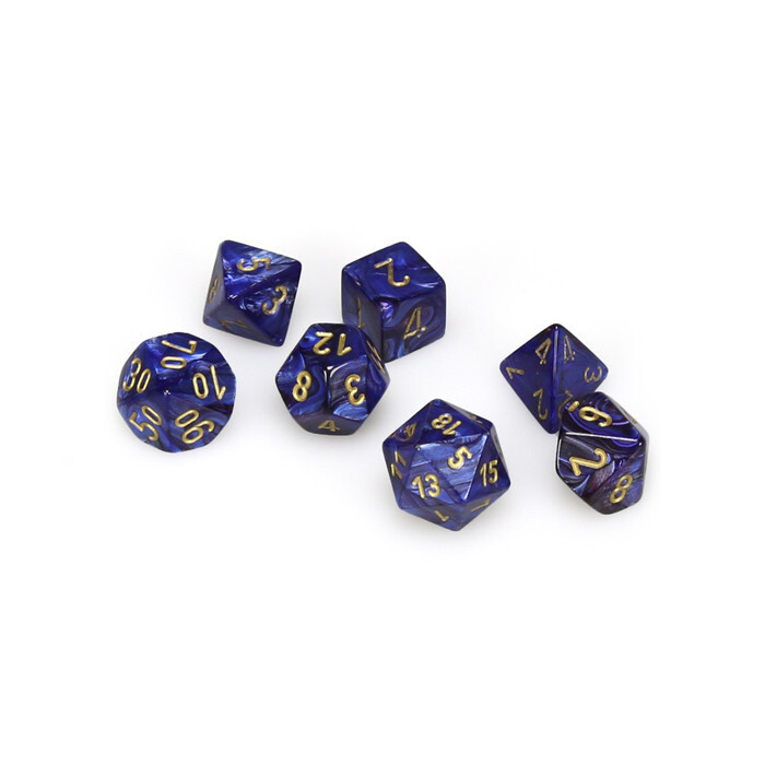 Chessex: Poly 7 Set - Scarab - Royal Blue w/ Gold