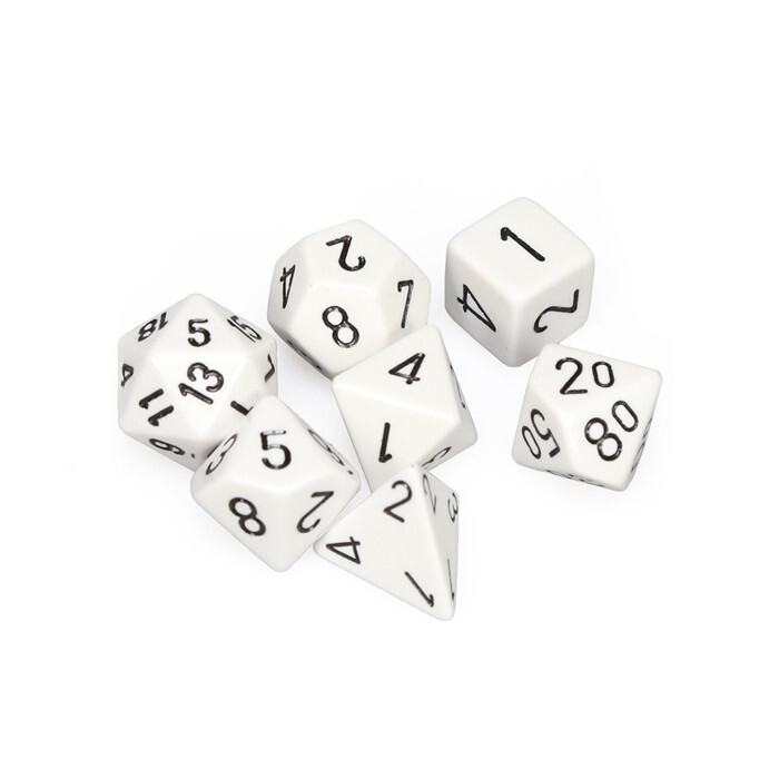 Chessex: Poly 7 Set - Opaque - White w/ Black