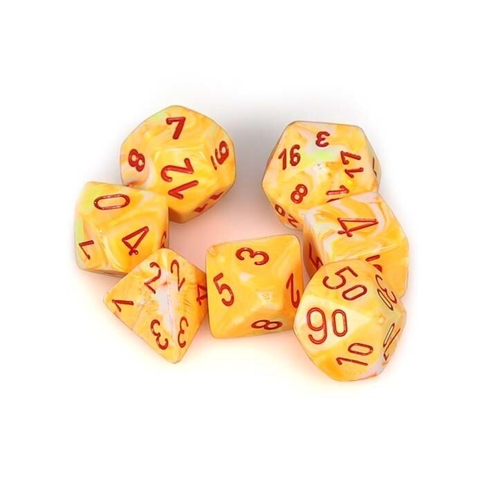 Chessex: Poly 7 Set - Festive - Sunburst w/ Red