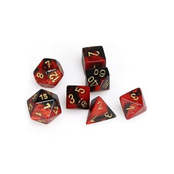 Chessex: Poly 7 Set - Gemini - Black-Red w/ Gold