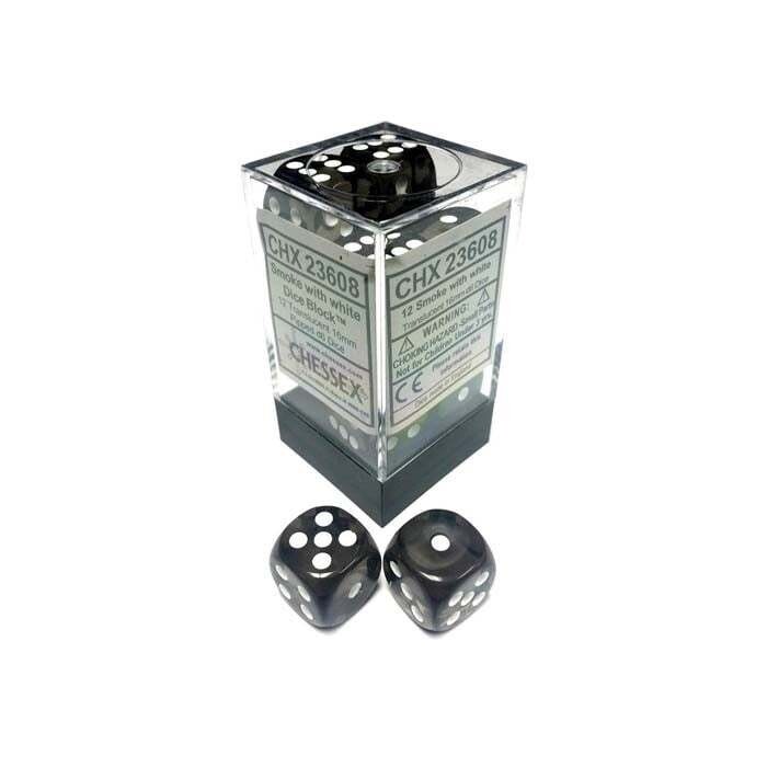 Chessex: 16mm D6 - Translucent - Smoke w/ White