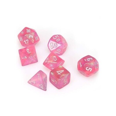 Chessex: Poly 7 Set - Borealis - Pink w/ Silver
