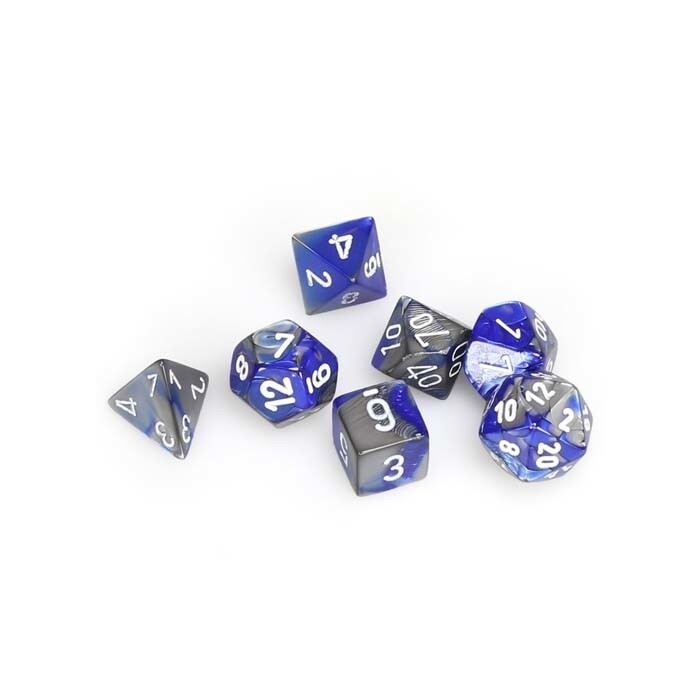 Chessex: Poly 7 Set - Gemini - Blue-Steel w/ White
