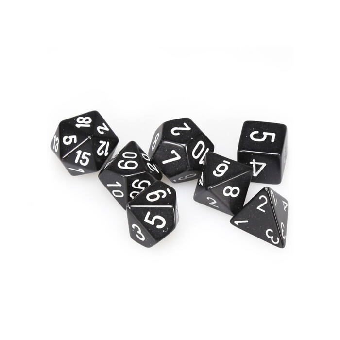 Chessex: Poly 7 Set - Opaque - Black w/ White