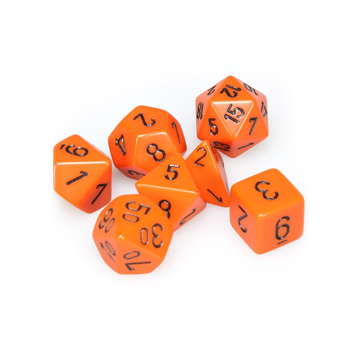 Chessex: Poly 7 Set - Opaque - Orange w/ Black