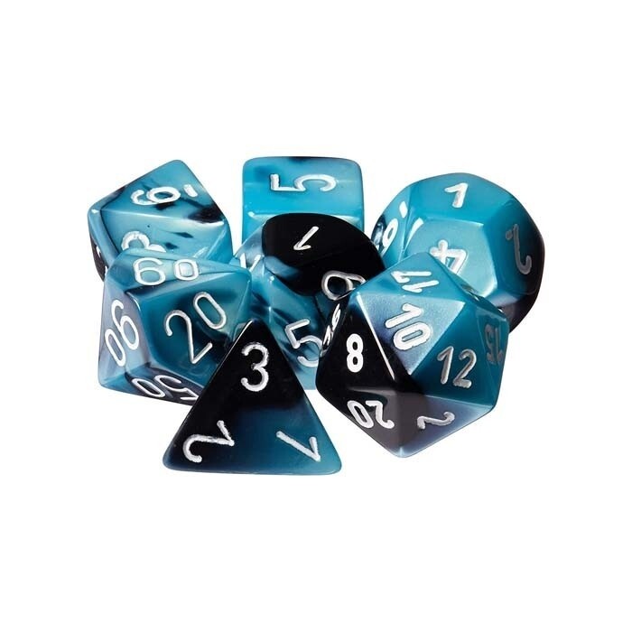 Chessex: Poly 7 Set - Gemini - Black-Shell w/ White