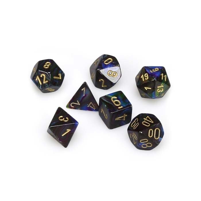 Chessex: Poly 7 Set - Lustrous - Shadow w/ Gold