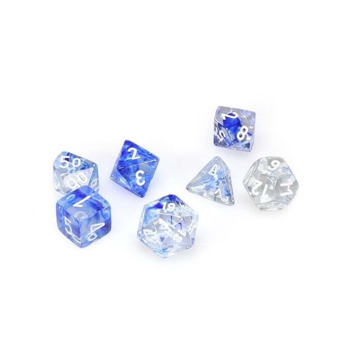 Chessex: Poly 7 Set - Nebula - Dark Blue w/ White