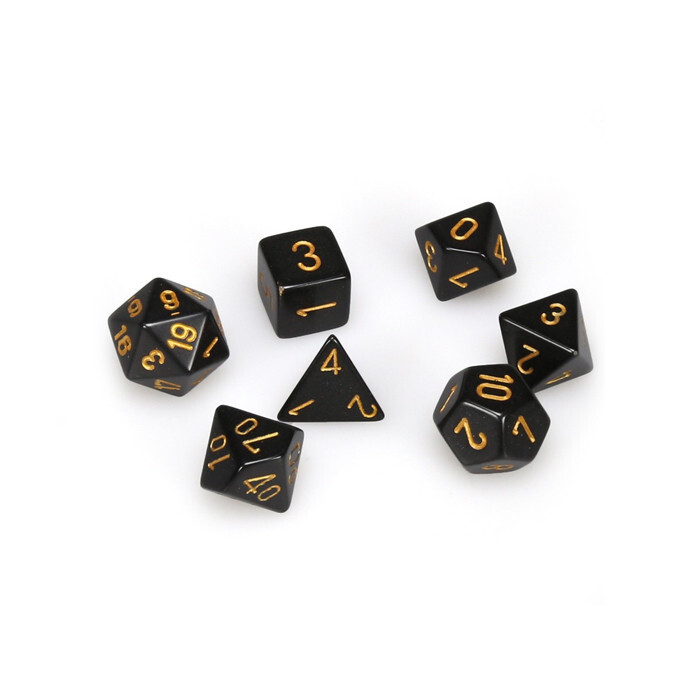 Chessex: Poly 7 Set - Opaque - Black w/ Gold