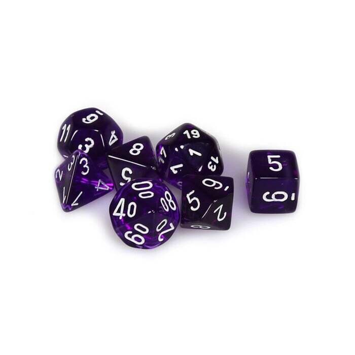 Chessex: Poly 7 Set - Translucent - Purple w/ White