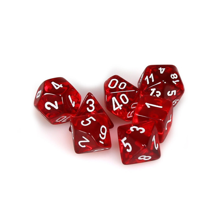 Chessex: Poly 7 Set - Translucent - Red w/ White