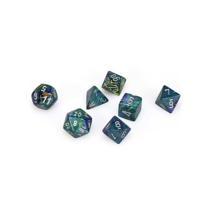 Chessex: Poly 7 Set - Festive - Green w/ Silver