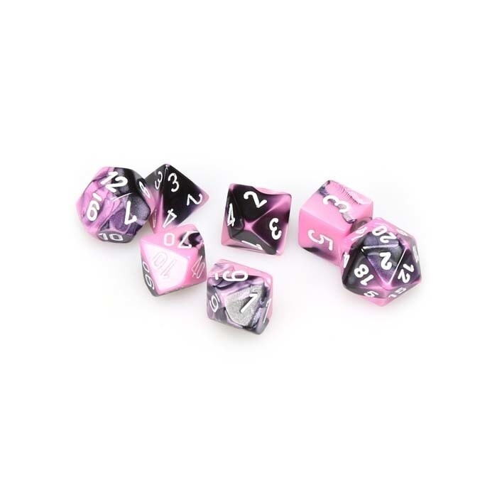 Chessex: Poly 7 Set - Gemini - Black-Pink w/ White