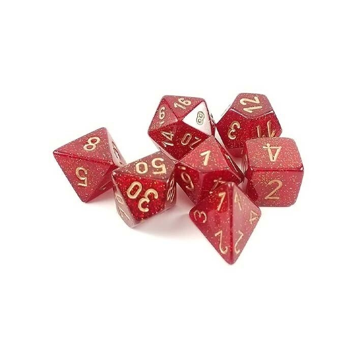 Chessex: Poly 7 Set - Glitter - Ruby w/ Gold