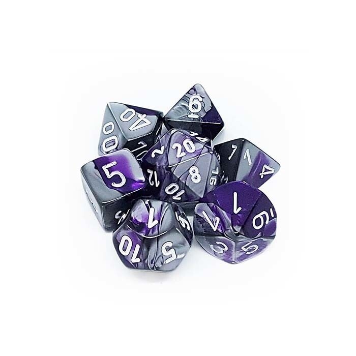Chessex: Poly 7 Set - Gemini - Purple-Steel w/ White