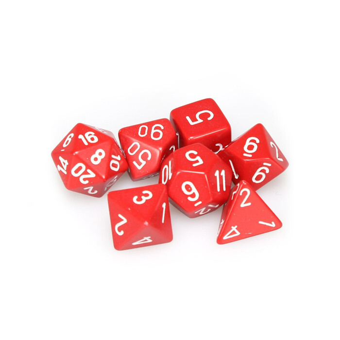 Chessex: Poly 7 Set - Opaque - Red w/ White