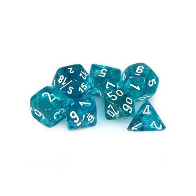 Chessex: Poly 7 Set - Translucent - Teal w/ White