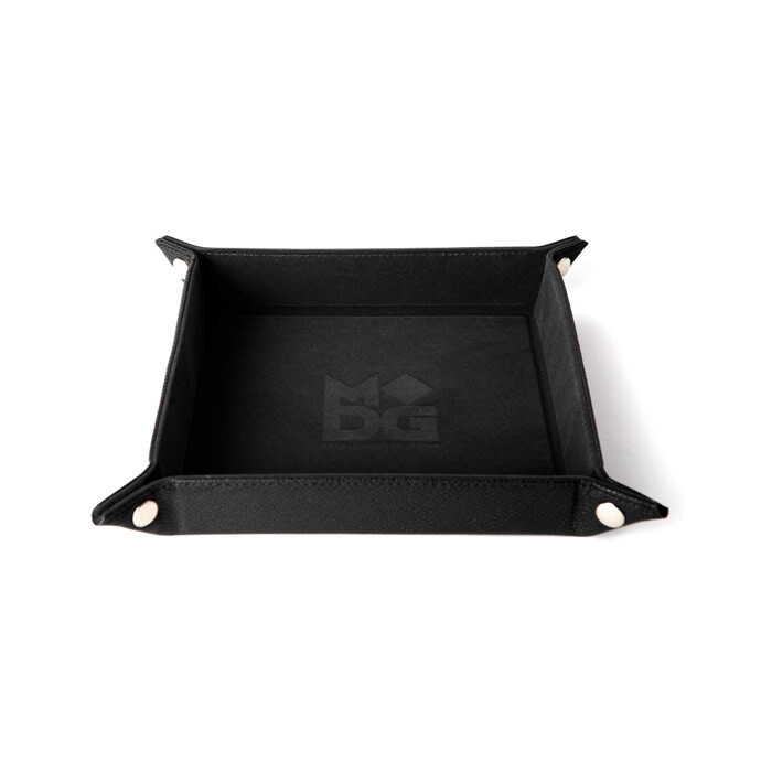 Dice Rolling Tray: Velvet Folding Tray w/ Leather - Black