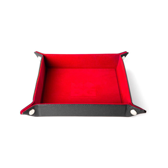 Dice Rolling Tray: Velvet Folding Tray w/ Leather - Red