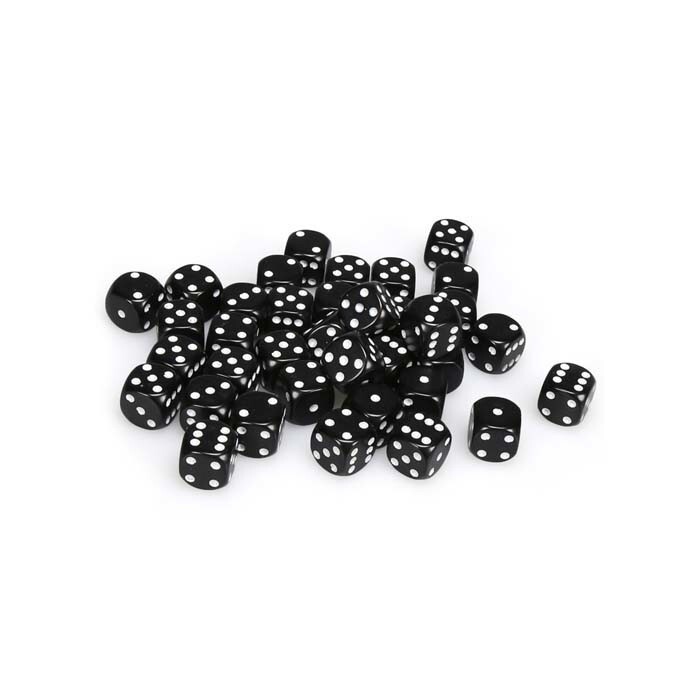 Chessex: 12mm D6 - Opaque - Black w/ White