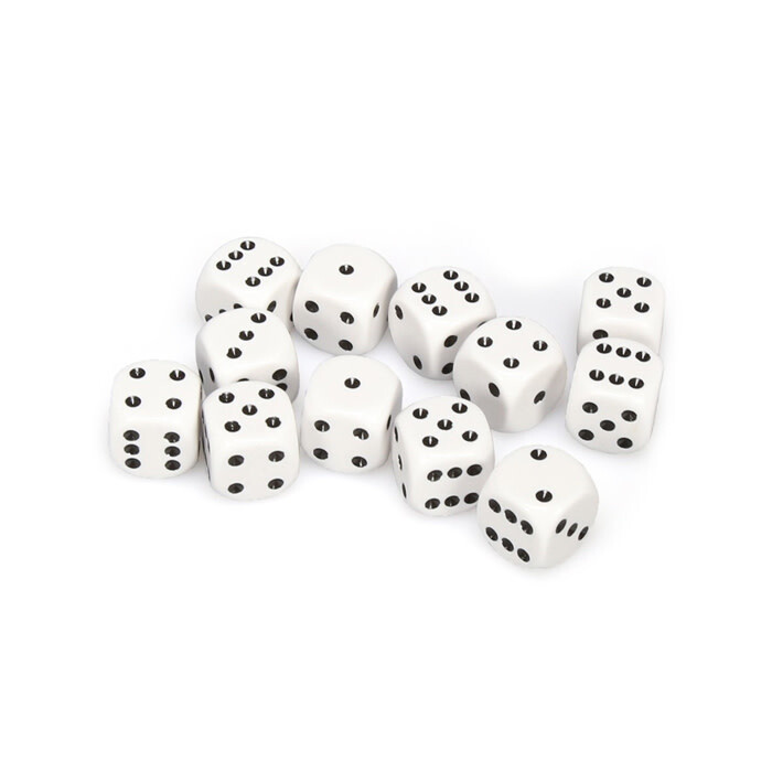 Chessex: 16mm D6 - Opaque - White w/ Black