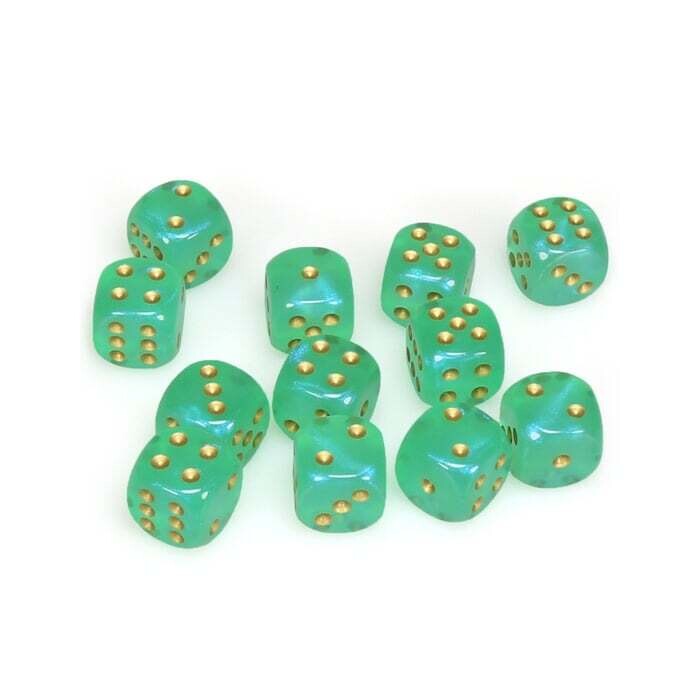 Chessex: 16mm D6 - Borealis - Light Green w/ Gold