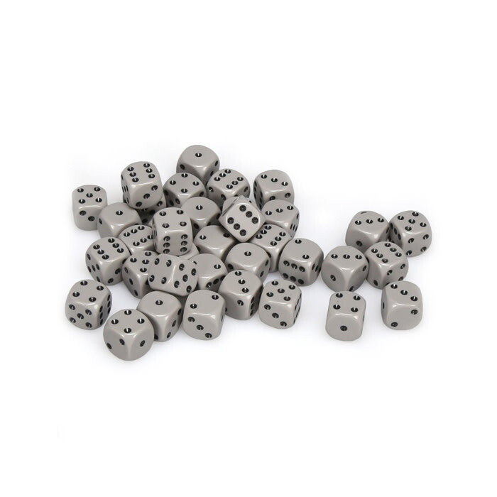 Chessex: 12mm D6 - Opaque - Grey w/ Black