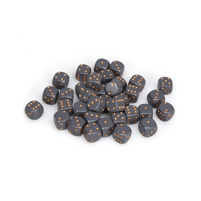 Chessex: 12mm D6 - Opaque - Dark Grey w/ Copper