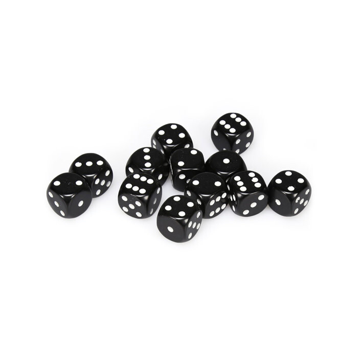 Chessex: 16mm D6 - Opaque - Black w/ White