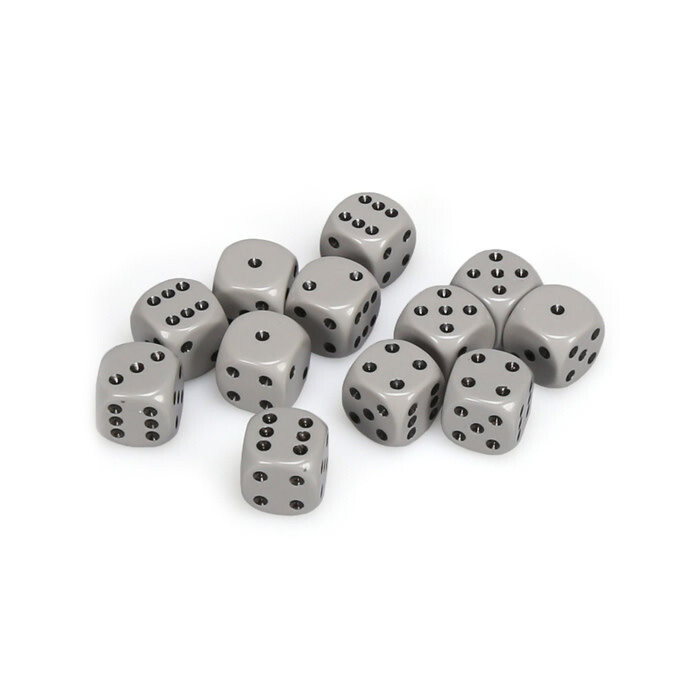 Chessex: 16mm D6 - Opaque - Grey w/ Black