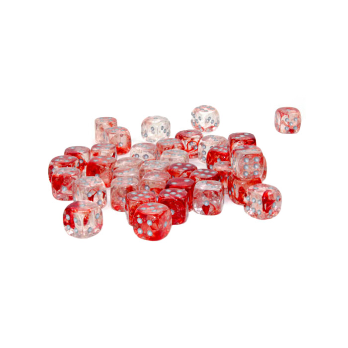 Chessex: 12mm D6 - Nebula - Red w/ Silver
