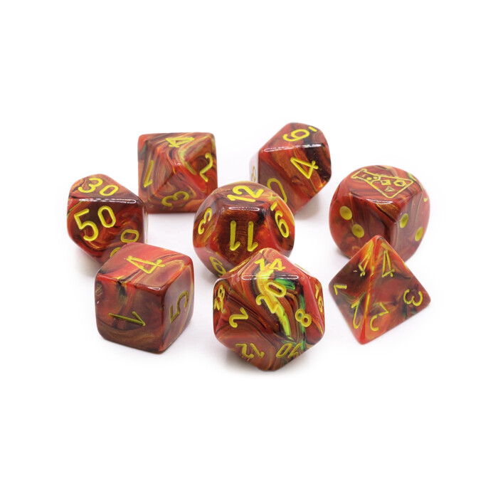 Chessex: Poly 7 Set - Vortex - Underworld w/ Yellow