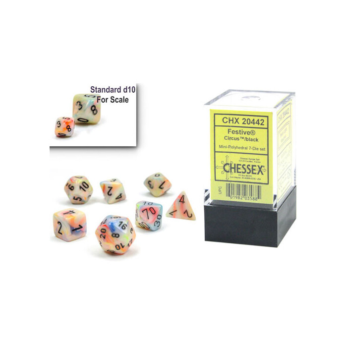 Chessex: Poly 7 Set - Mini - Festive - Circus w/ Black