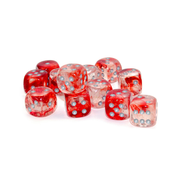 Chessex: 16mm D6 - Nebula - Red w/ Silver